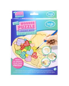 Wood Heart Shape Puzzle Paint Kit - Love Hearts